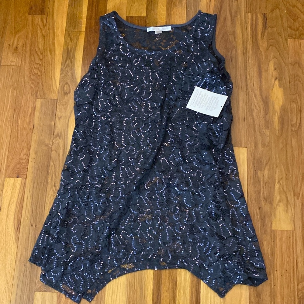 Boston Proper Women’s Black Lace Sequin Top Size L